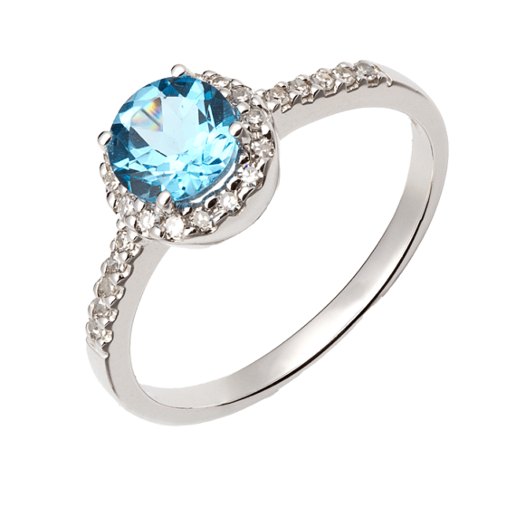 White Gold Ring in Topaz and Diamonds