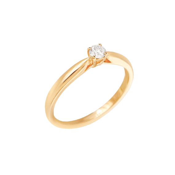 Yellow Gold Engagement Ring in White Diamond